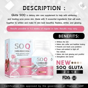 Gluta SoQ Collagen 10000 mg Whitening skin Reduces dark spots freckles A+ 10